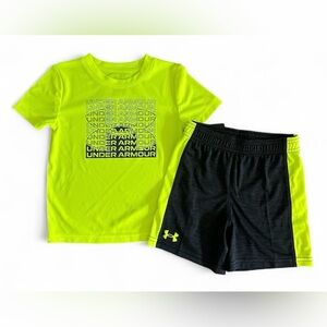 Under Armour Bright Yellow Tee and Shorts Set Boys Size 2T NWT